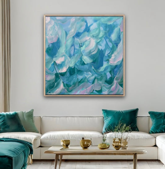A Teal Touch - FRAMED 93x93cm
